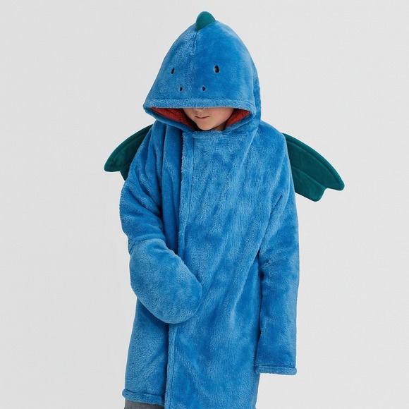 Target Other - Kids Blue Dragon Hooded Blanket Robe with Mitts Fantasy Theme